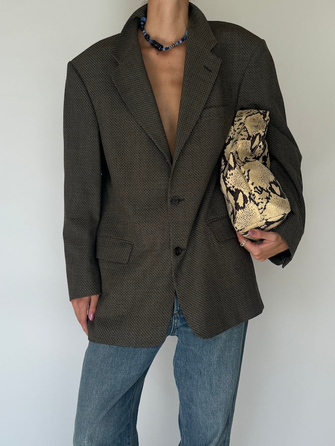 Vintage Textured Single Breasted Blazer 5820