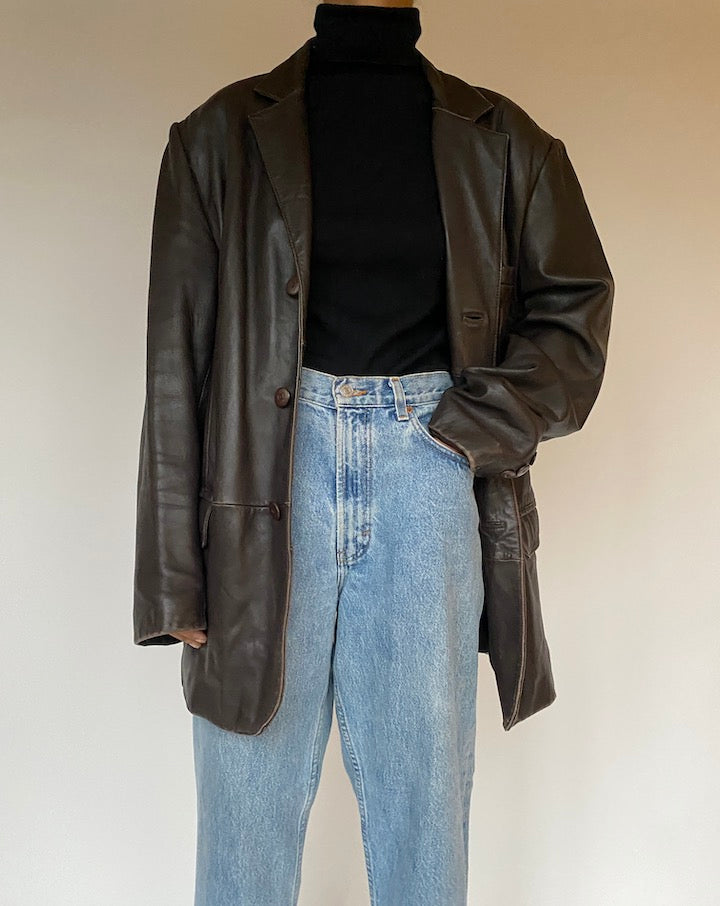 VINTAGE DARK BROWN LEATHER JACKET 1592 2