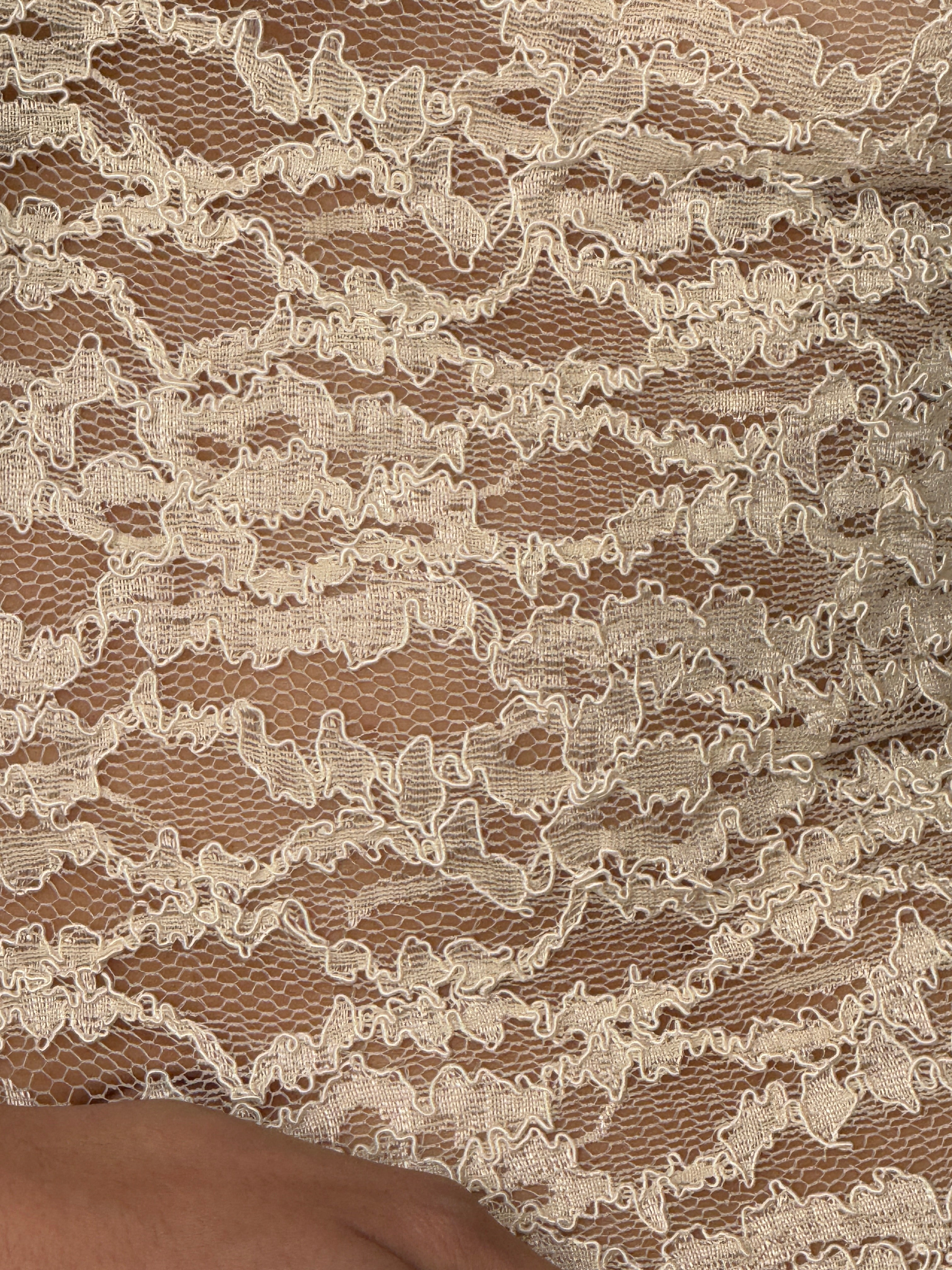 Vintage ivory lace top fabric close-up