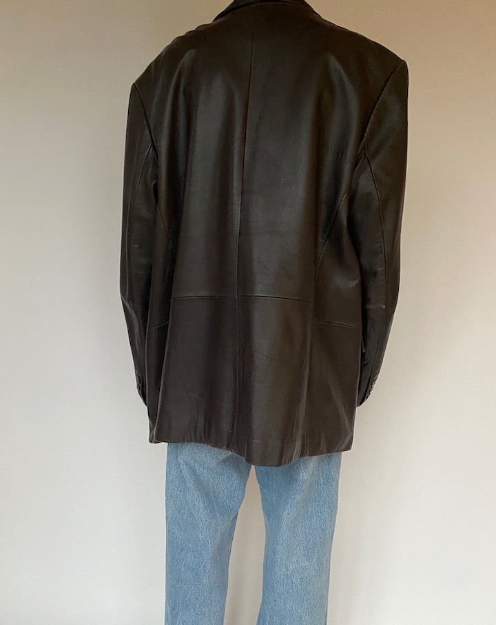 VINTAGE DARK BROWN LEATHER JACKET 1592 3