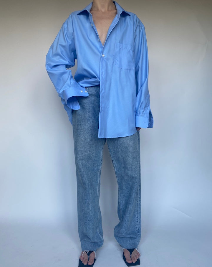 VINTAGE OVERSIZED BLUE BUTTON DOWN SHIRT 3466