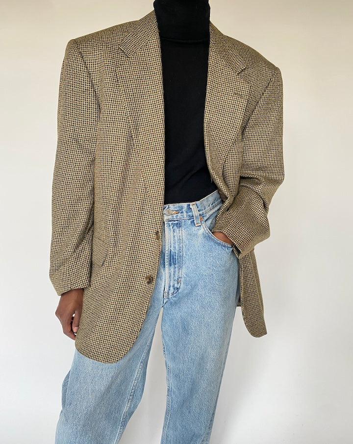 VINTAGE BEIGE HOUNDSTOOTH BLAZER 4386