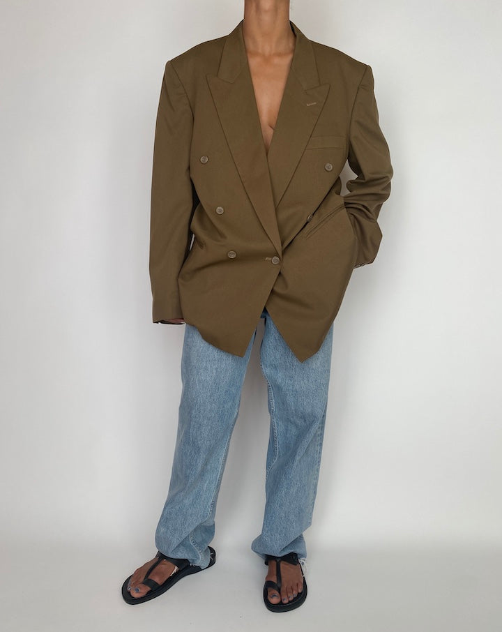 VINTAGE DOUBLE BREASTED BROWN BLAZER 2955