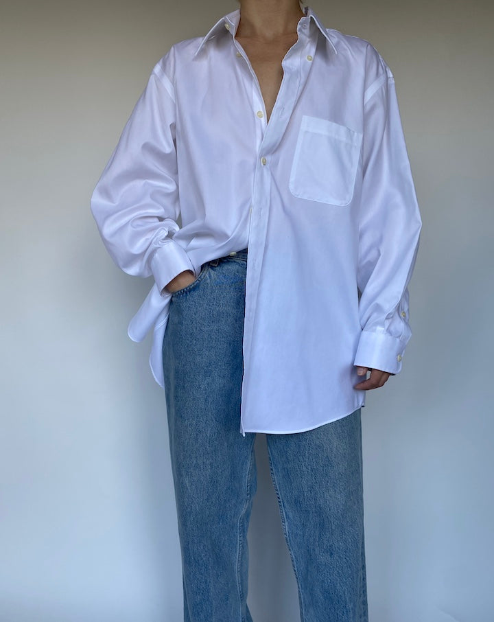 VINTAGE WHITE OVERSIZED LONG SLEEVE SHIRT 3467