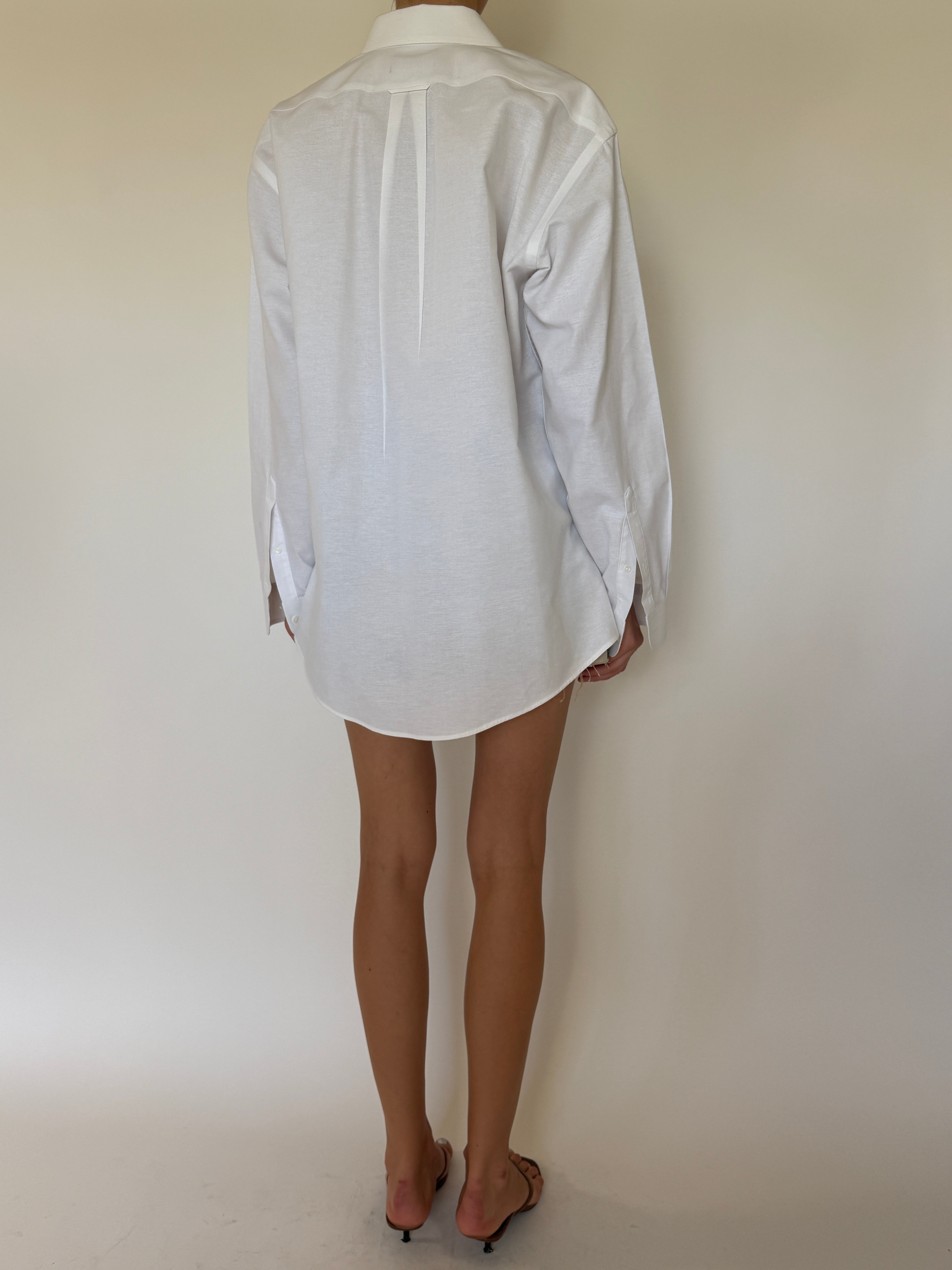 Vintage white classic button-up shirt back view