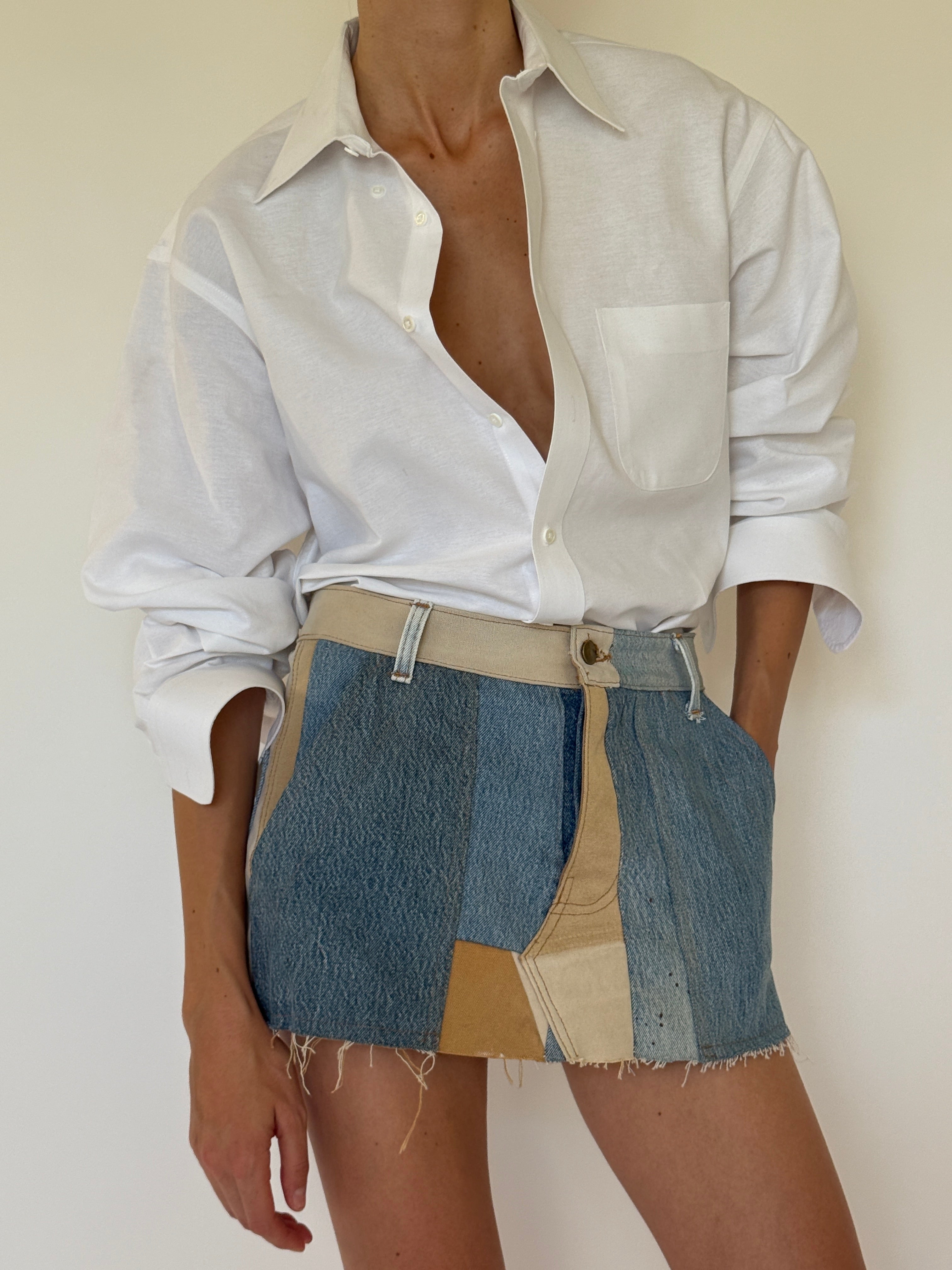 Vintage white classic button-up shirt front view