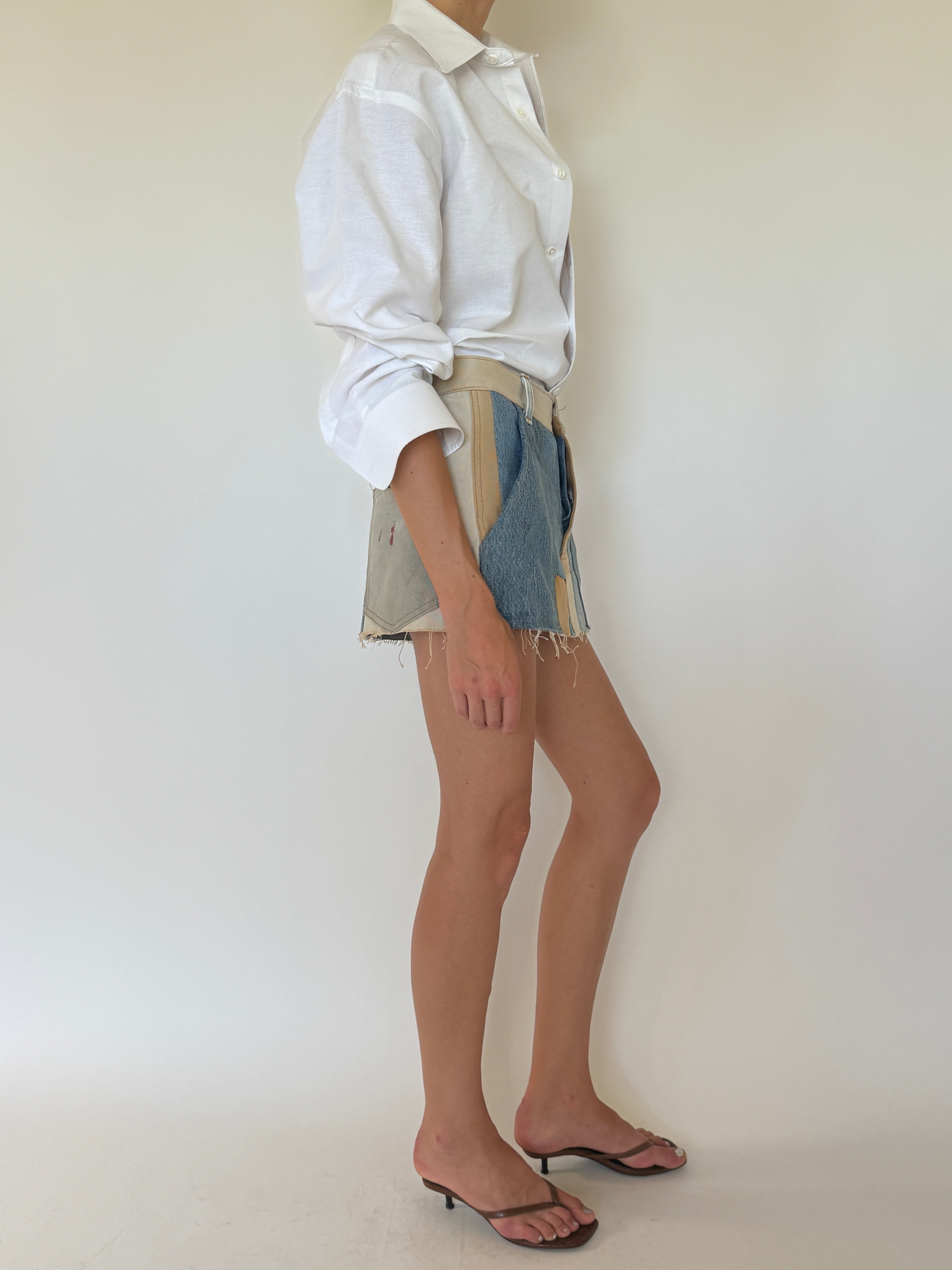 Vintage white classic button-up shirt side view