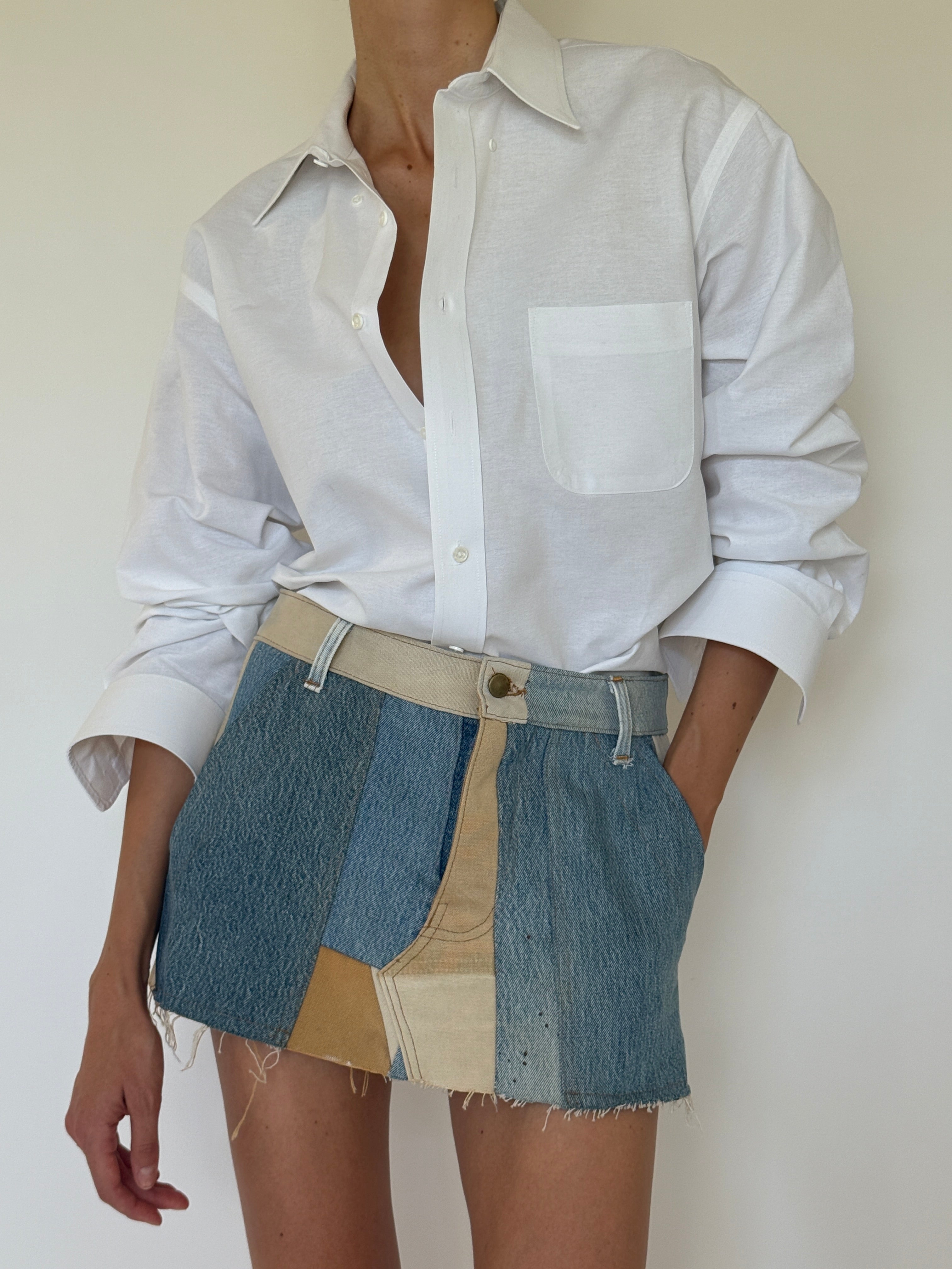 Vintage white classic button-up shirt front view