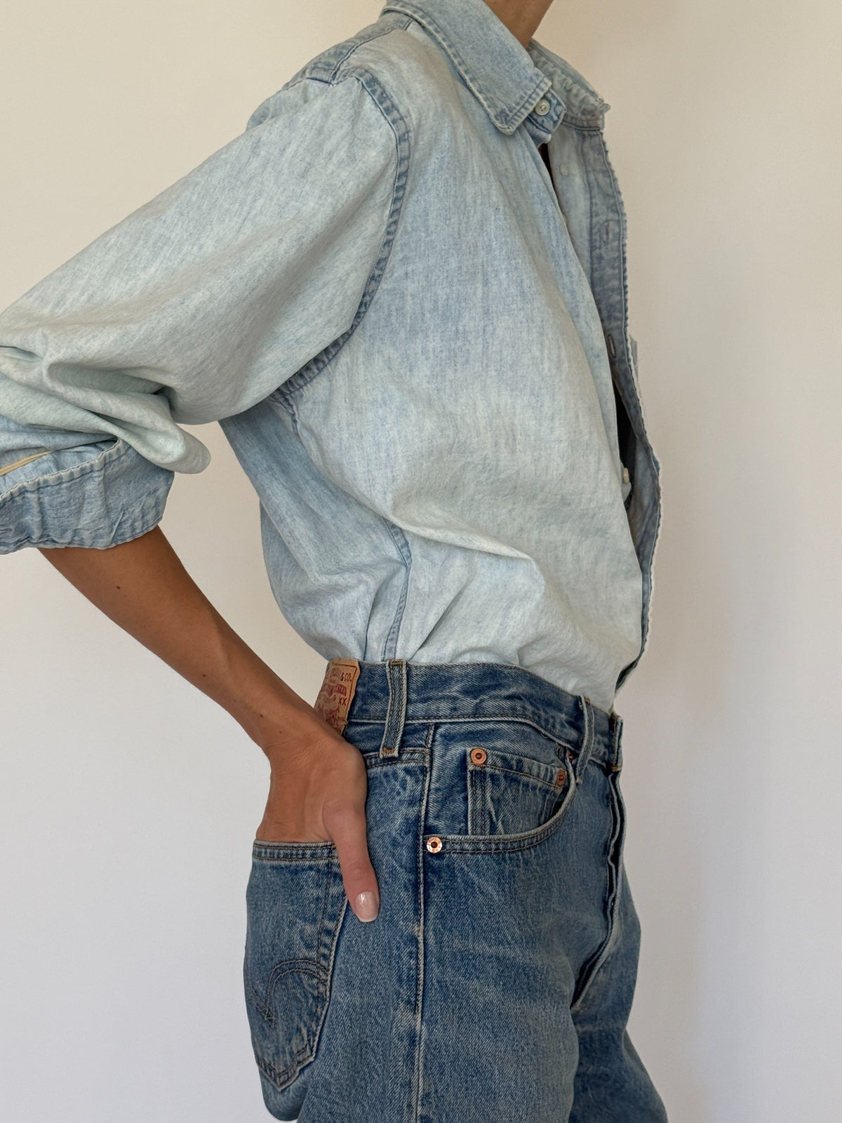 Vintage light wash denim shirt