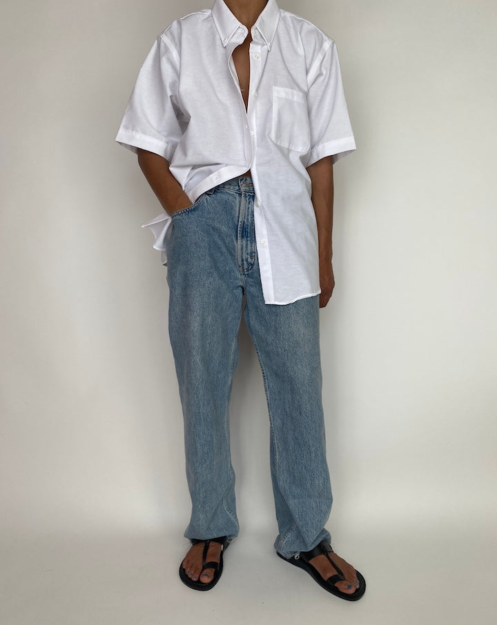 VINTAGE STRUCTURED WHITE SHORT SLEEVE SHIRT 2961