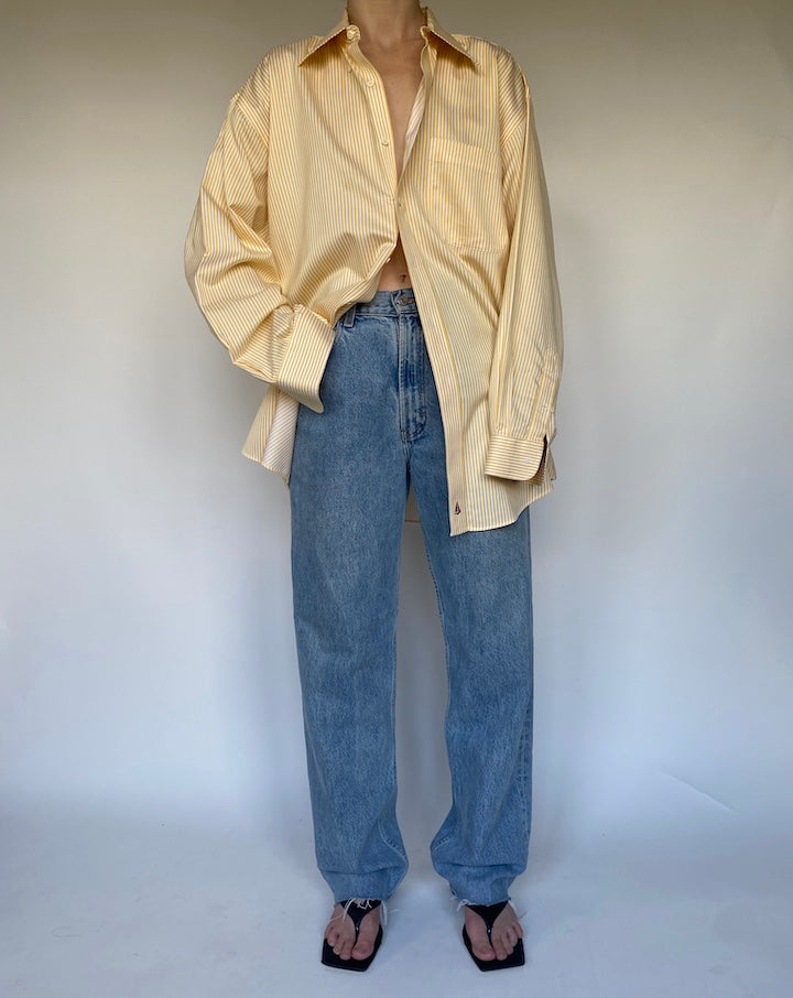 VINTAGE YELLOW AND WHITE STRIPED OVERSIZED SHIRT 3471