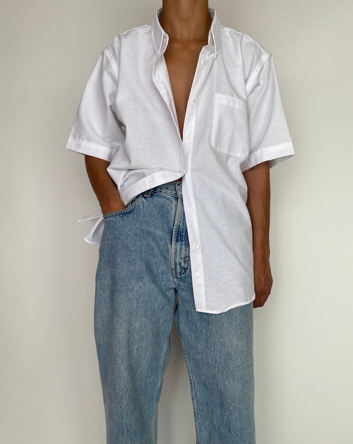 VINTAGE STRUCTURED WHITE SHORT SLEEVE SHIRT 2961