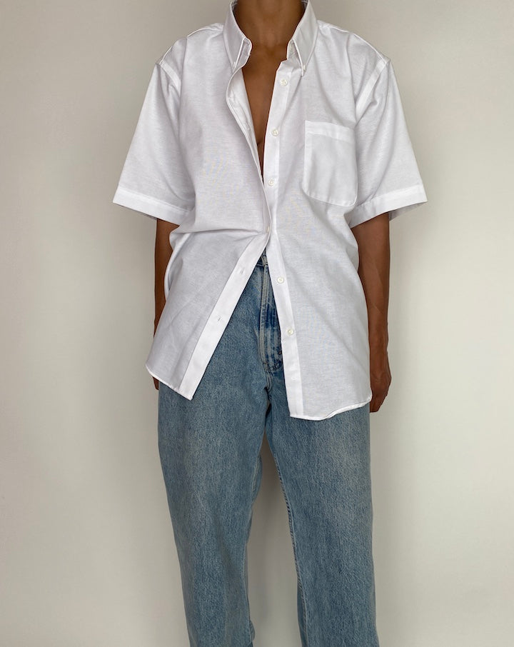 VINTAGE STRUCTURED WHITE SHORT SLEEVE SHIRT 2961
