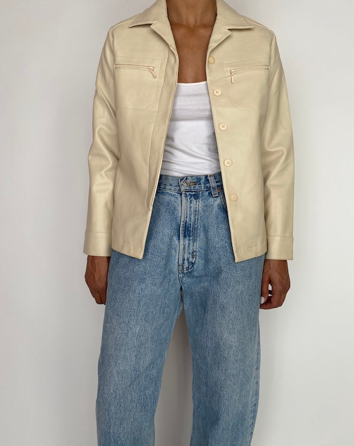 VINTAGE BEIGE LEATHER JACKET 2963