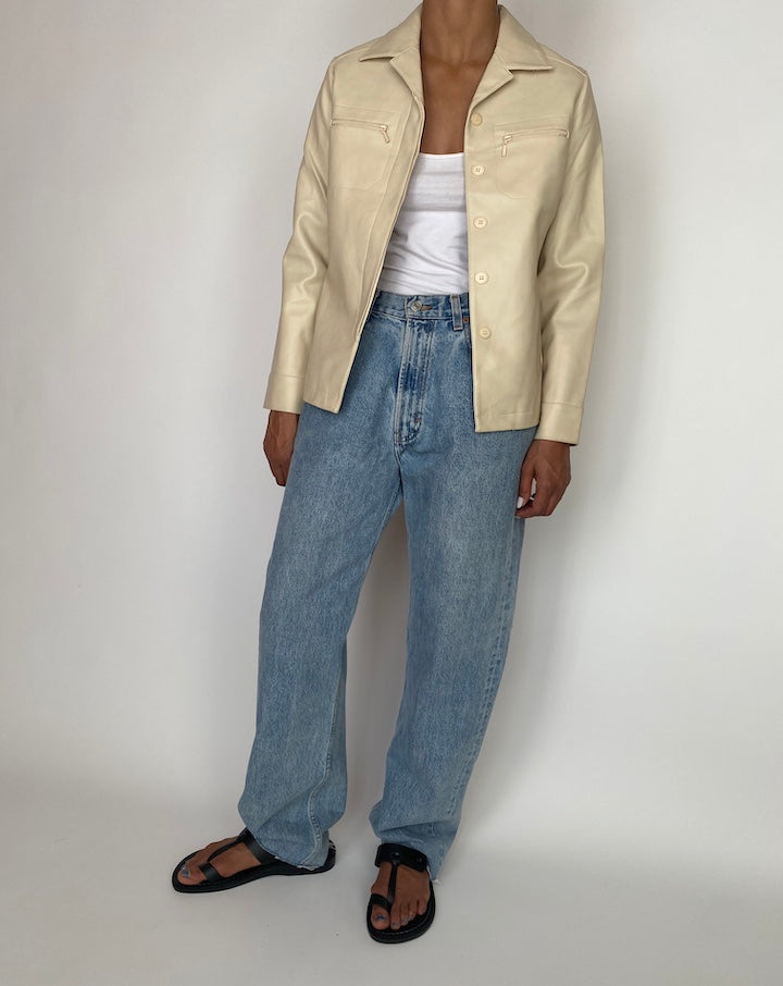 VINTAGE BEIGE LEATHER JACKET 2963