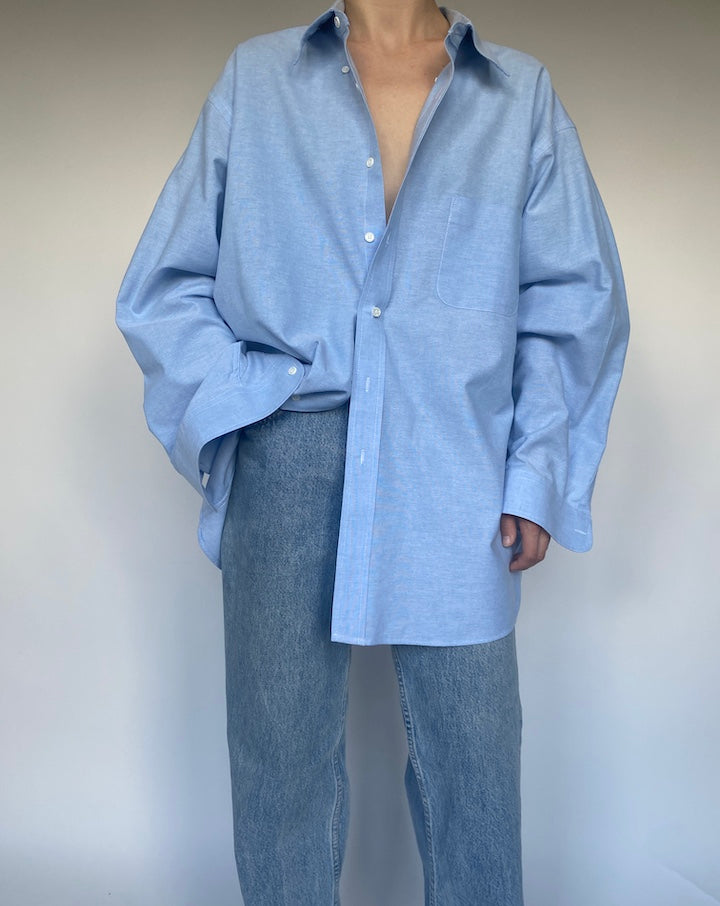 VINTAGE OVERSIZED BLUE BUTTON DOWN LONG SLEEVE SHIRT 3472