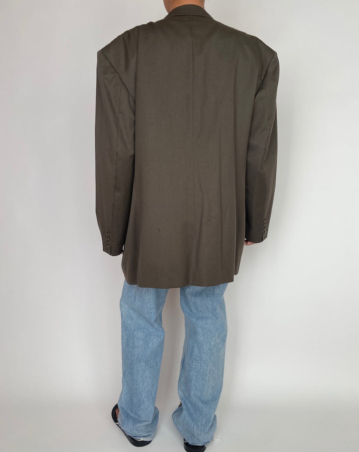 VINTAGE DARK GREEN DOUBLE BREASTED BLAZER 2964