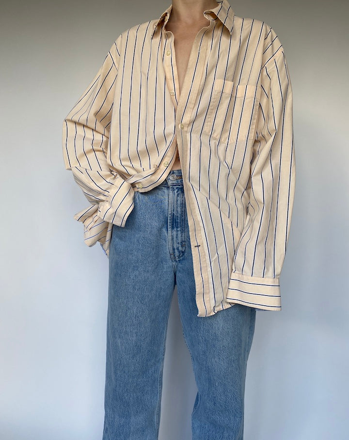 VINTAGE OVERSIZED YELLOW STRIPED SHIRT 3473