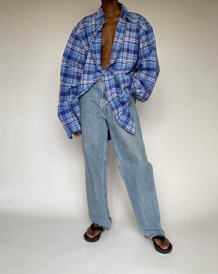 VINTAGE BLUE CHECKED RALPH LAUREN SHIRT 3870
