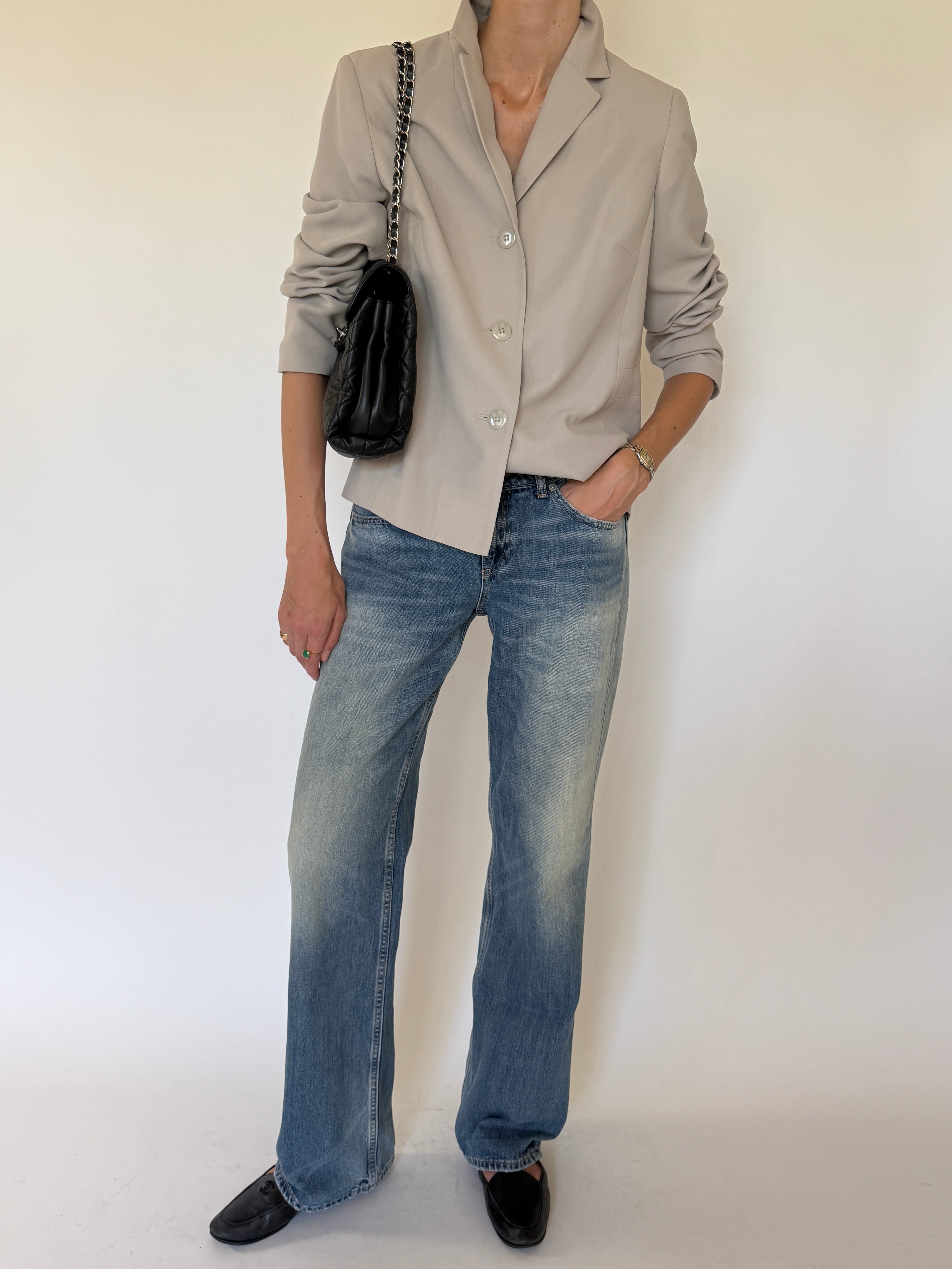 Vintage stone blazer front view