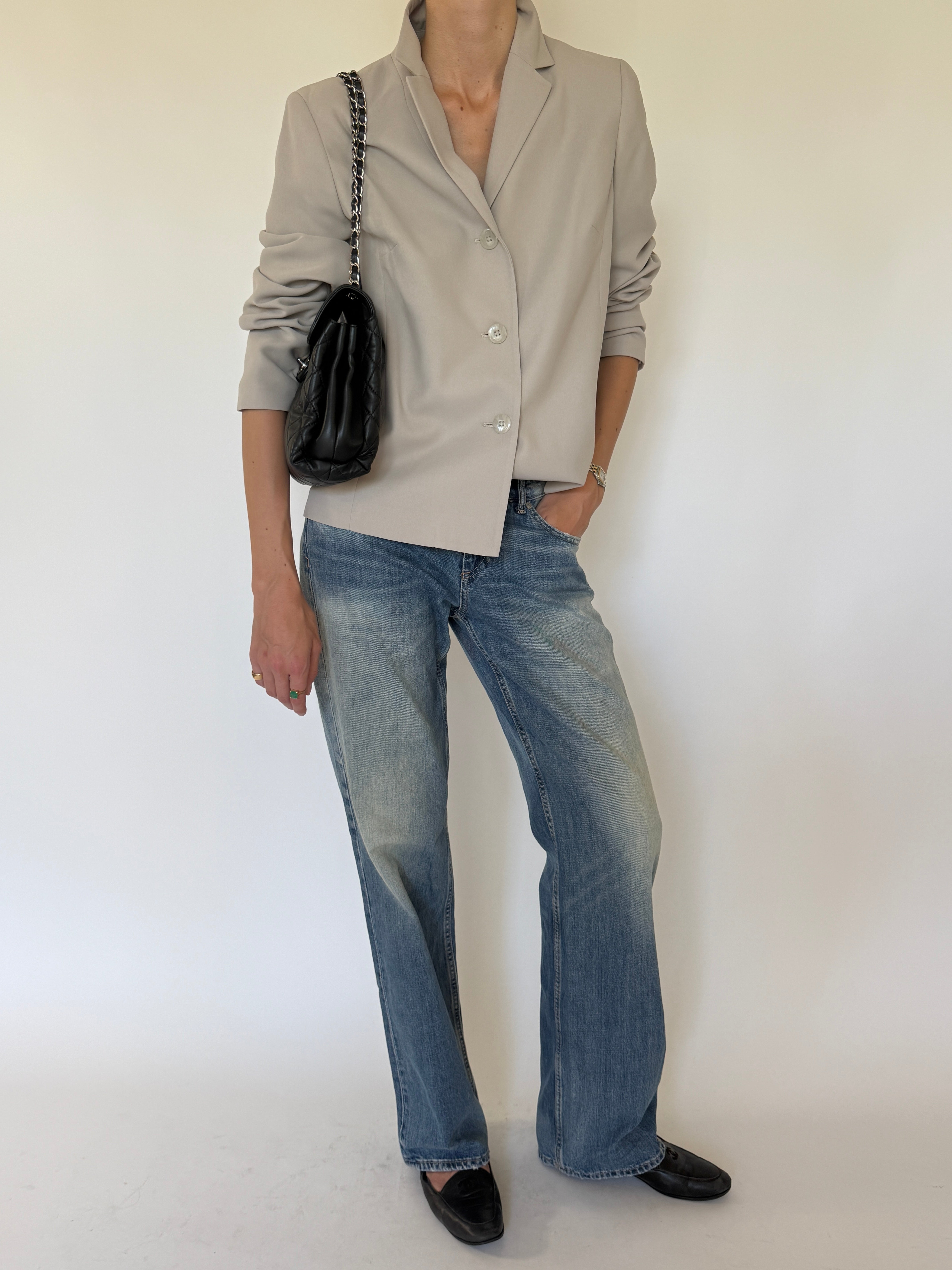 Vintage stone blazer front view