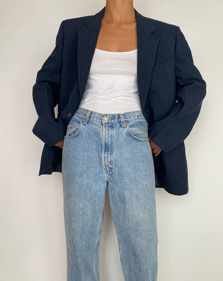 VINTAGE PINSTRIPED SINGLE BREASTED BLAZER 2968