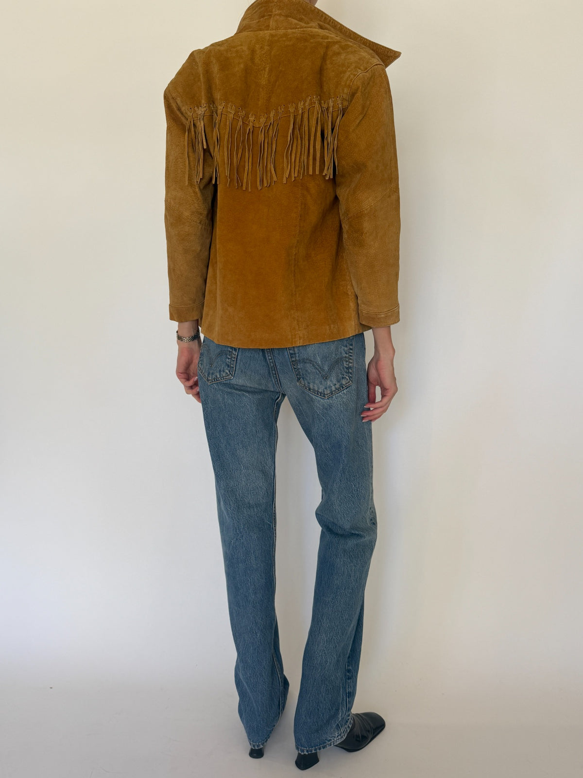 Vintage tan suede fringe jacket 8376