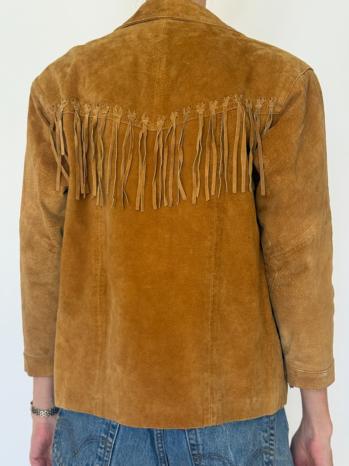 Vintage tan suede fringe jacket 8376