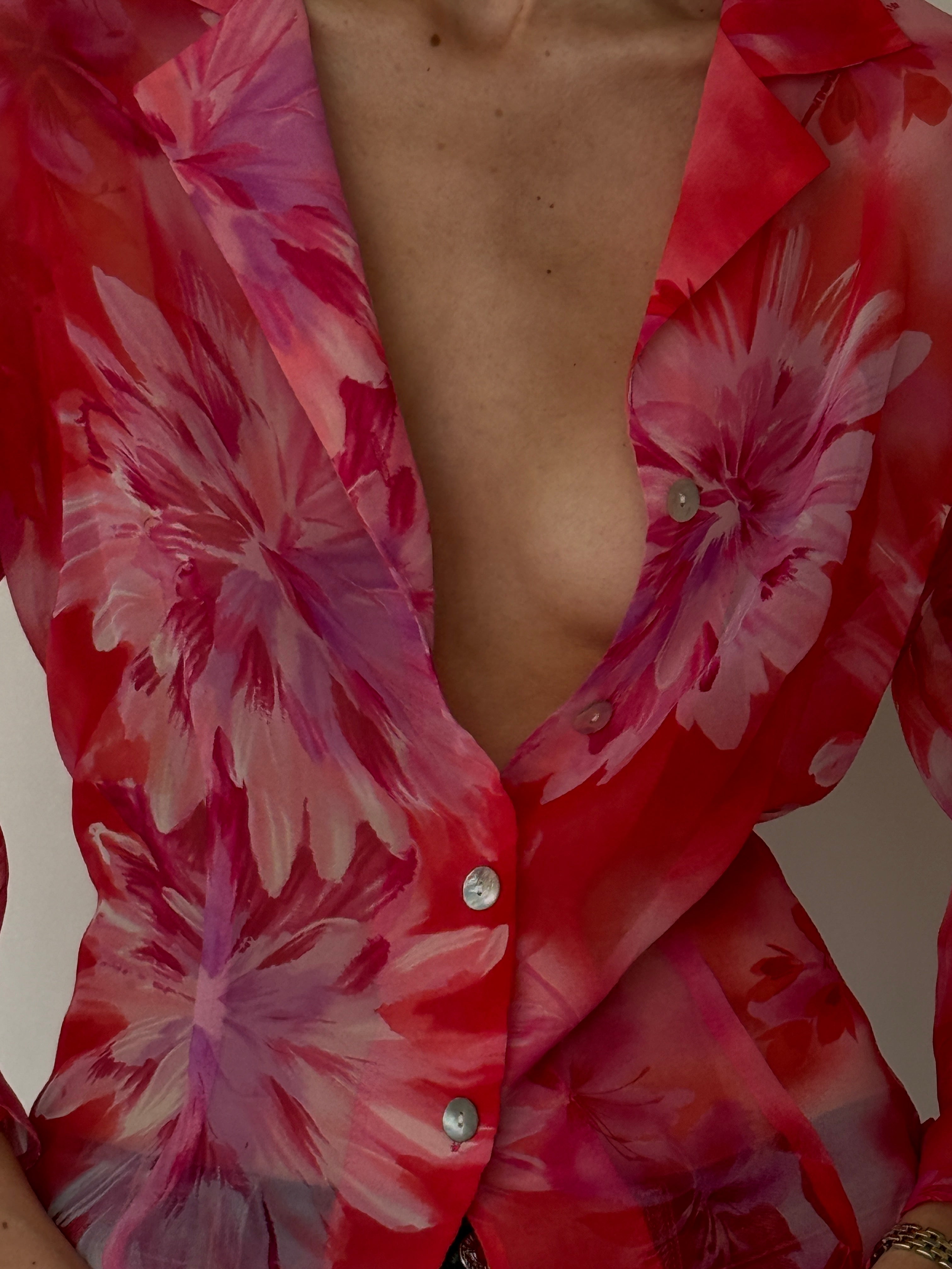 Vintage floral fabric close-up