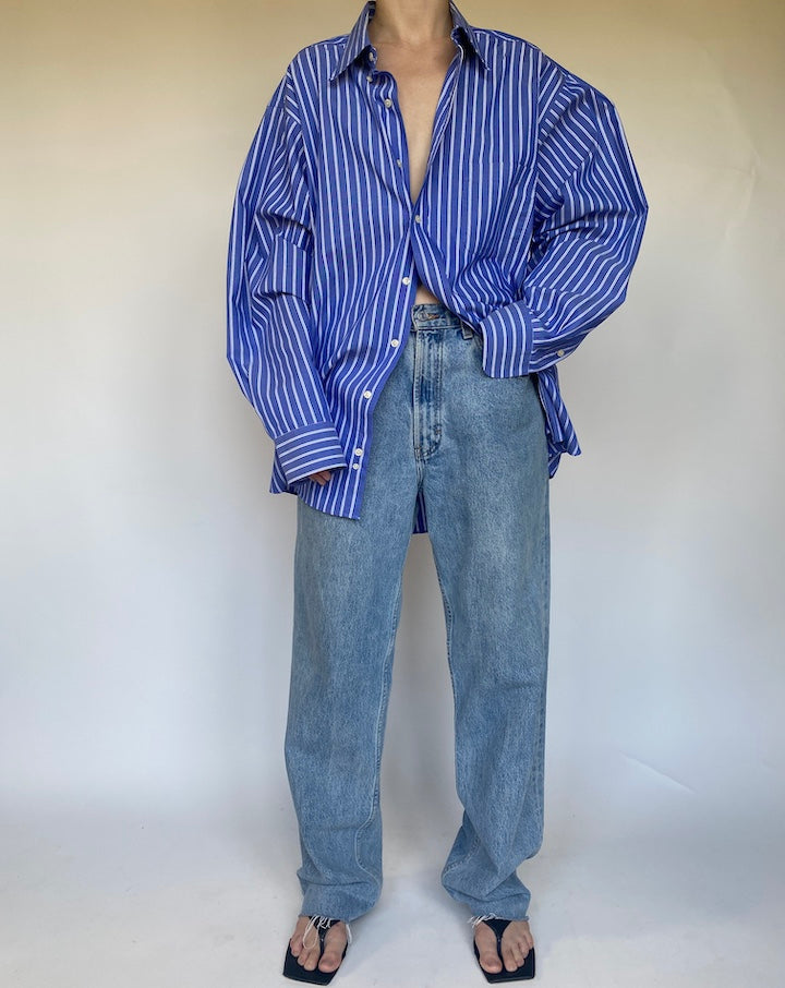 VINTAGE OVERSIZED BLUE STRIPED SHIRT 3479