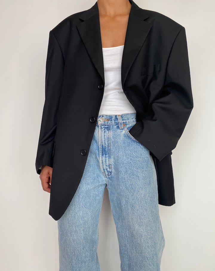 VINTAGE BLACK SINGLE BREASTED BLAZER 2971