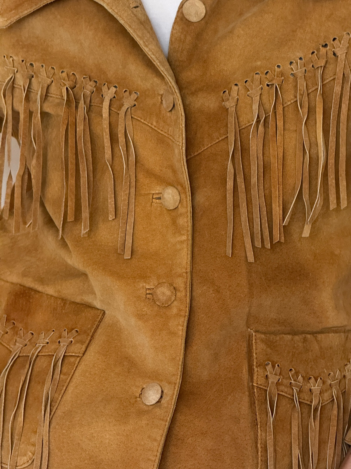 Vintage tan suede fringe jacket 8376