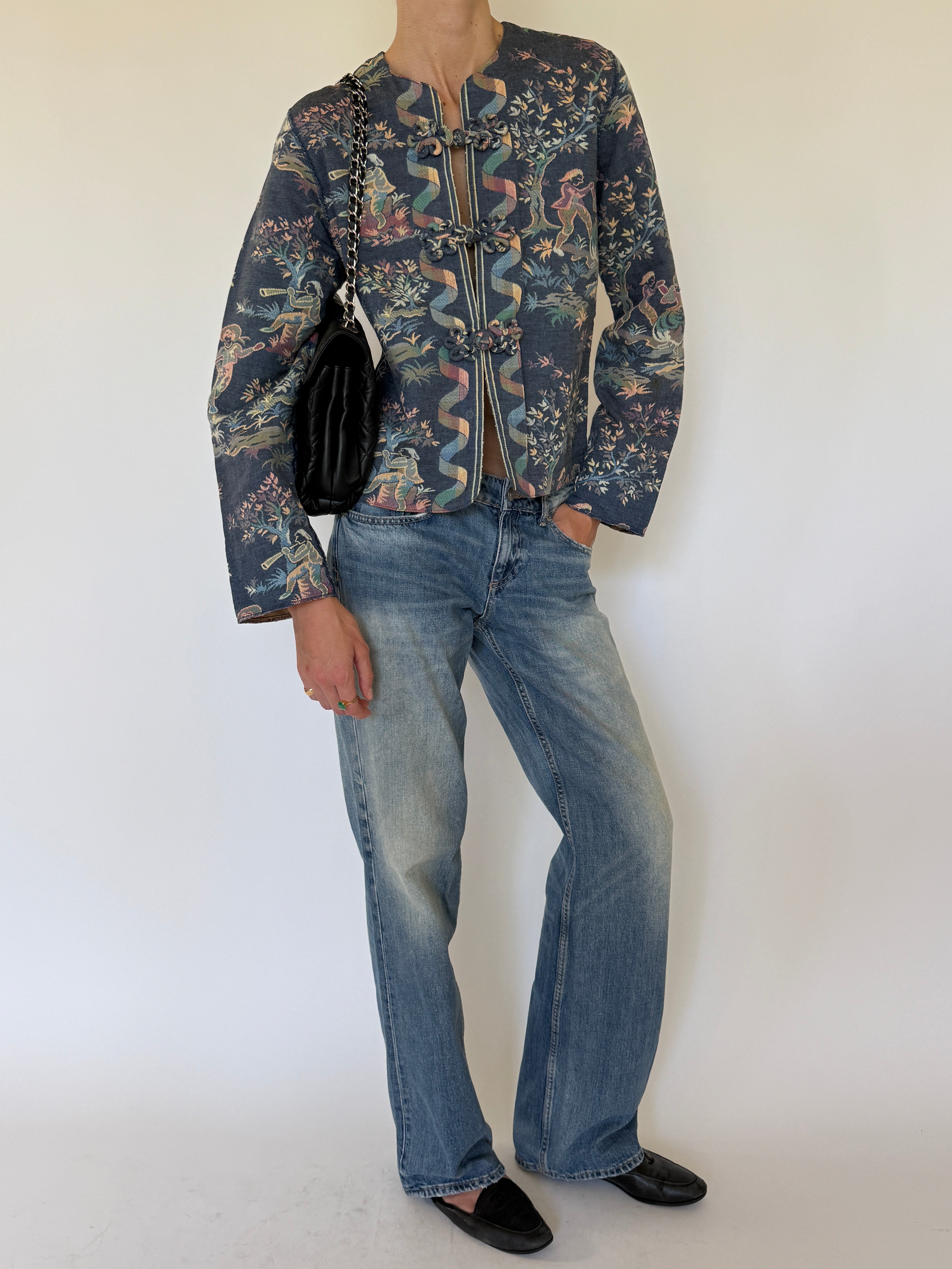 Vintage blue tapestry jacket alternate angle