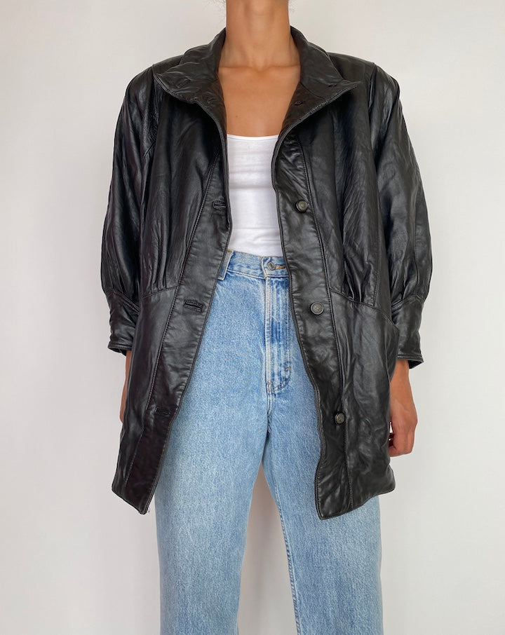 VINTAGE BLACK LEATHER JACKET 2972