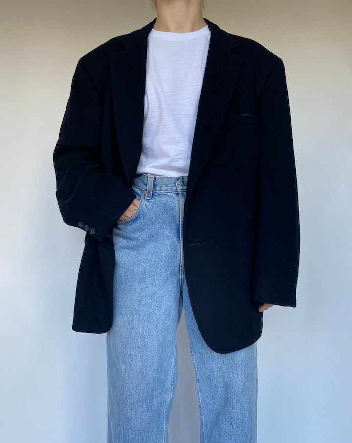 VINTAGE SINGLE BREASTED CASHMERE AND WOOL BLAZER 3480