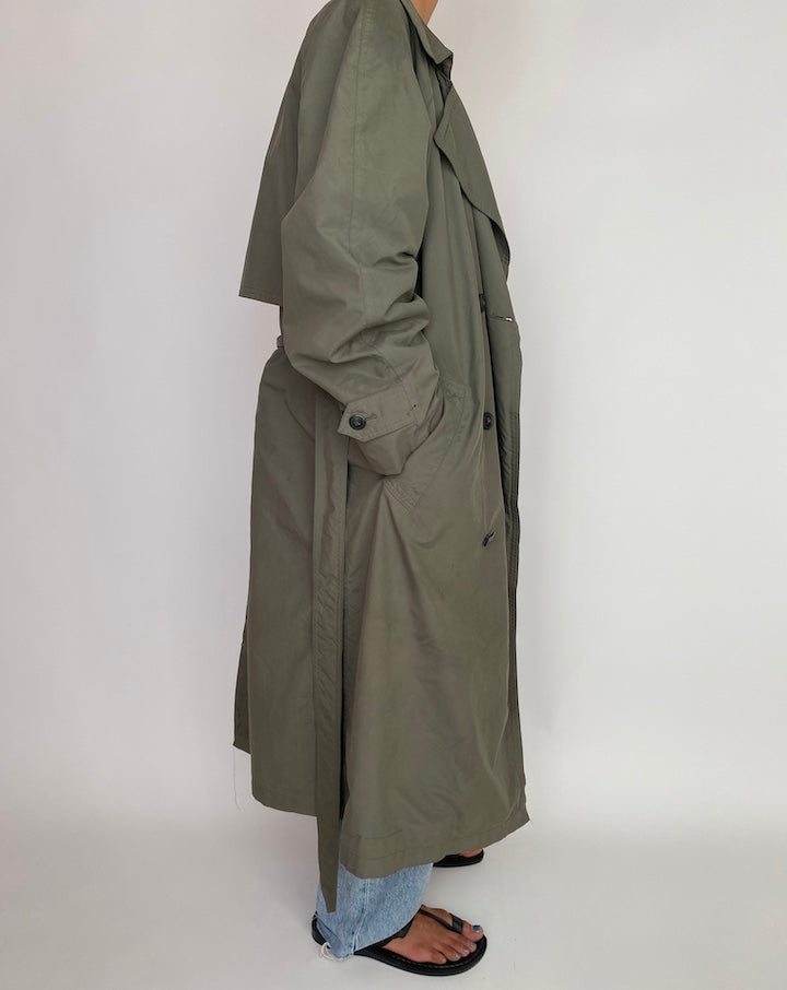 VINTAGE OVERSIZED GREEN TRENCH COAT 2977