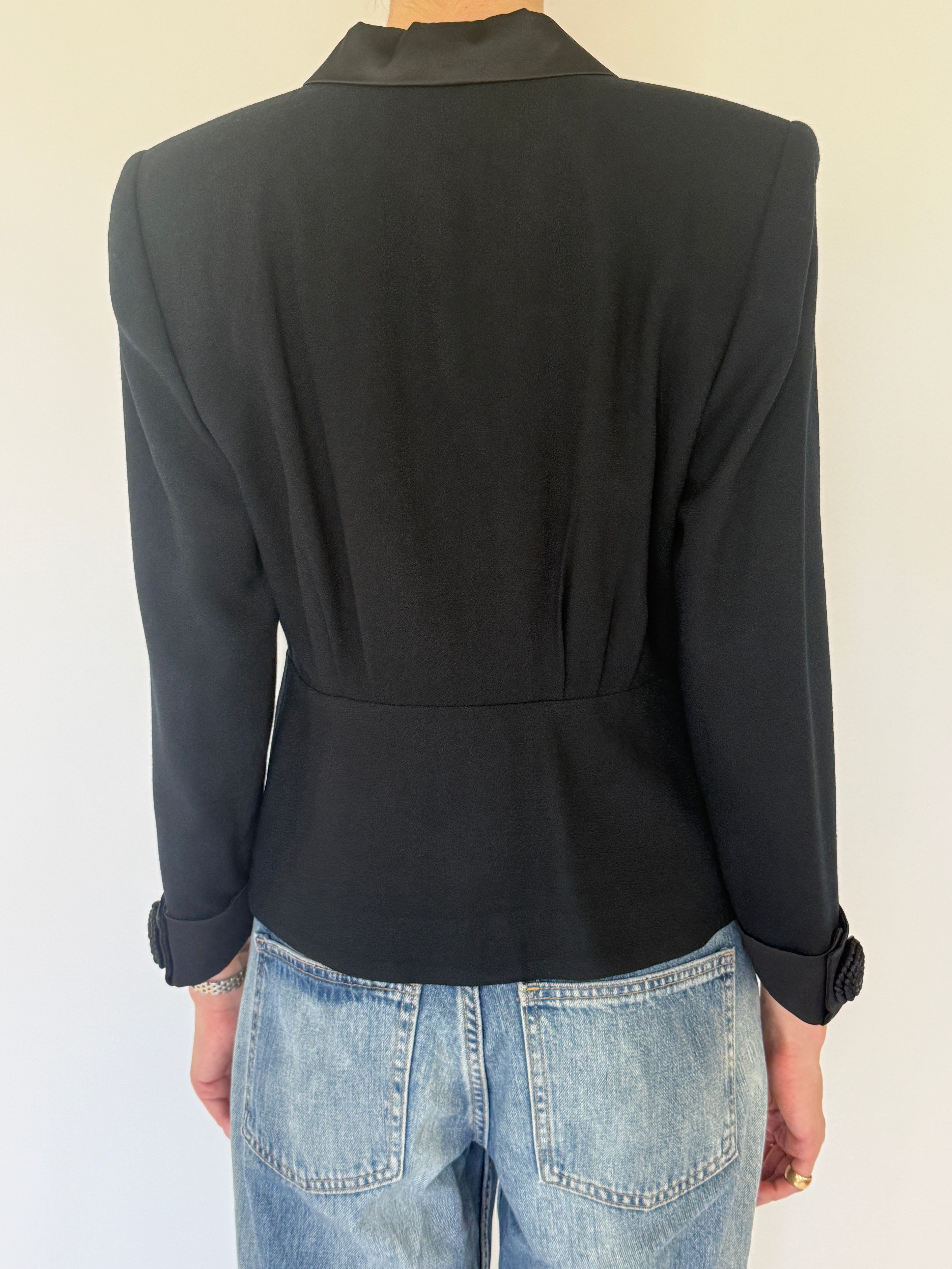 Vintage black evening blazer back view