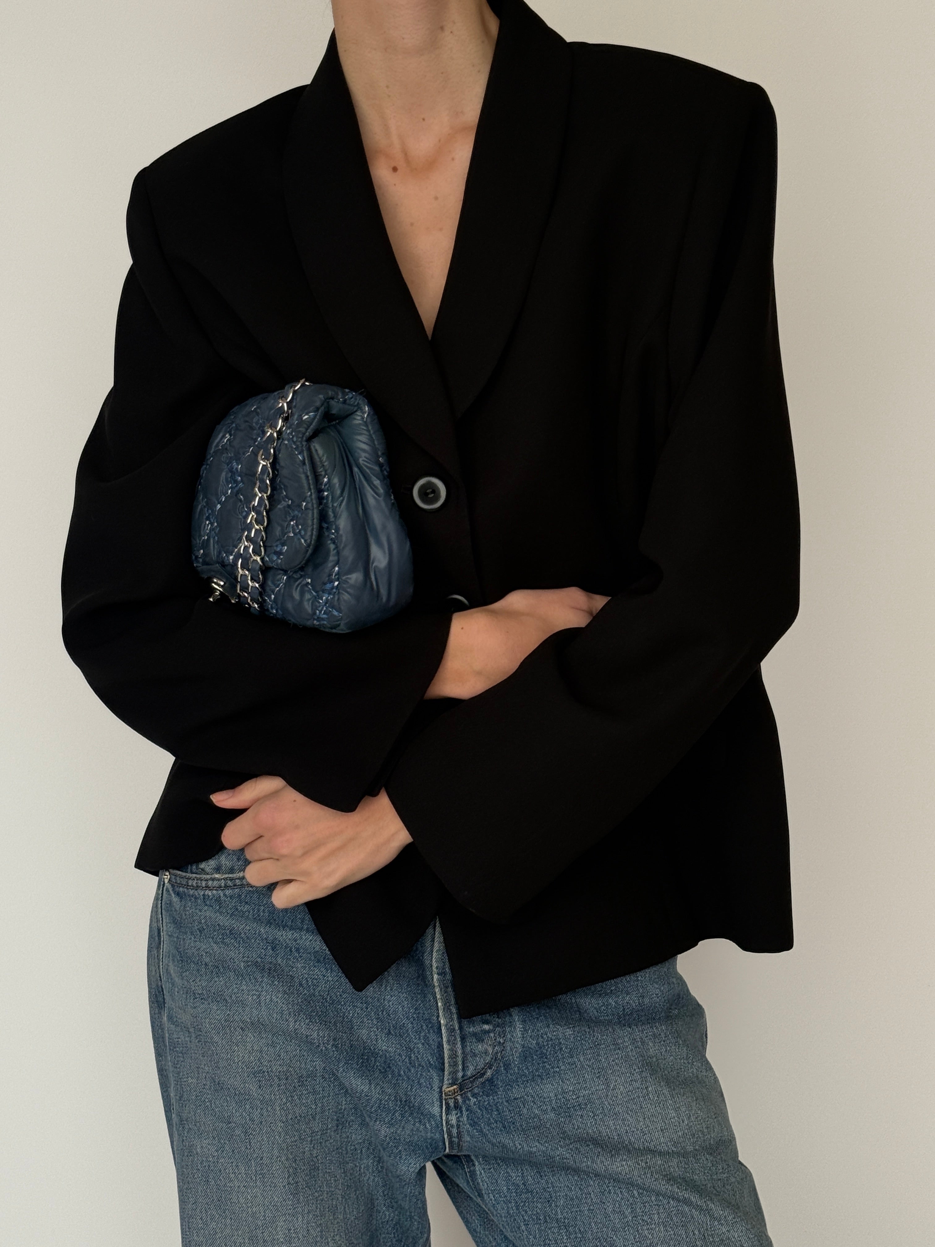 Vintage black tailored blazer front view