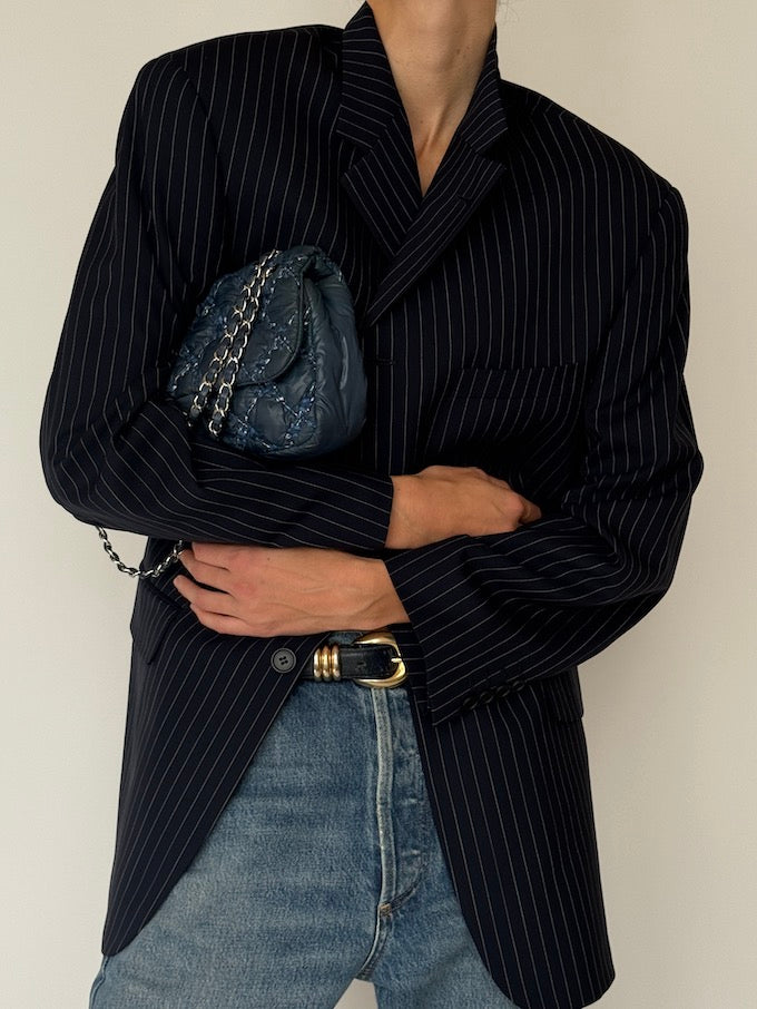 Vintage Pinstripe Blazer Navy 6639