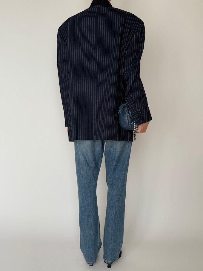 Vintage Pinstripe Blazer Navy 6639