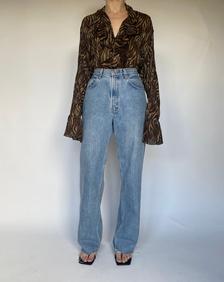 VINTAGE ANIMAL PRINTED OVERSIZED BLOUSE 2906