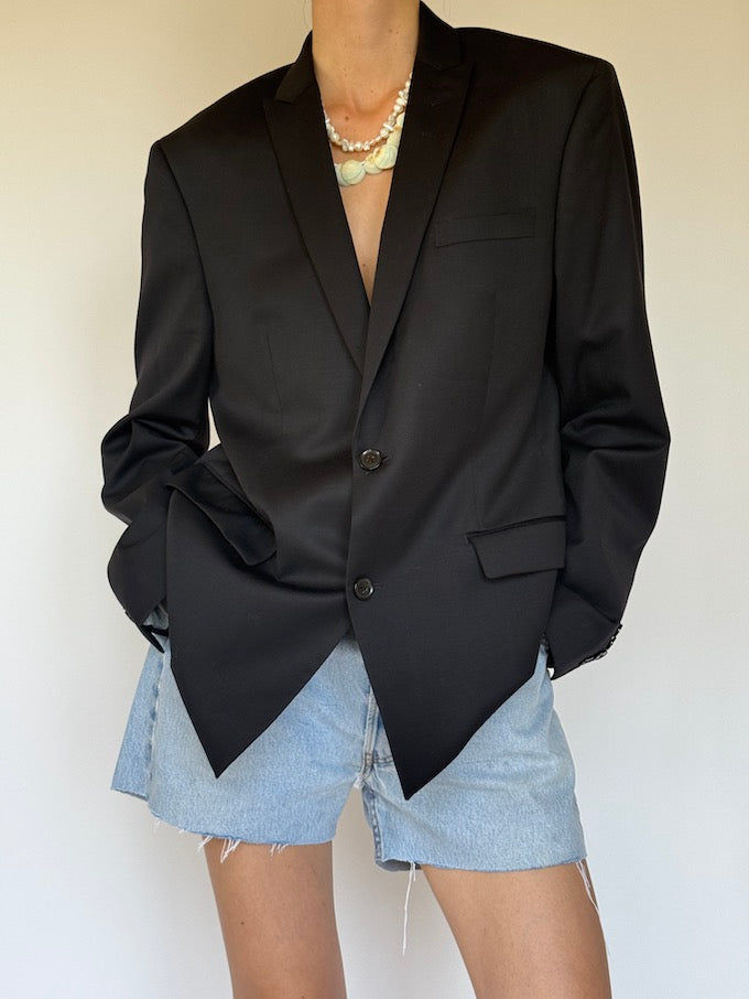 Vintage single-breasted wool blazer black 6327