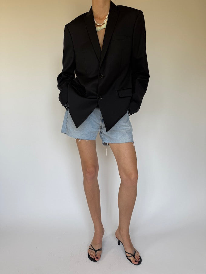 Vintage single-breasted wool blazer black 6327