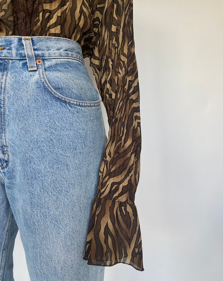 VINTAGE ANIMAL PRINTED OVERSIZED BLOUSE 2906