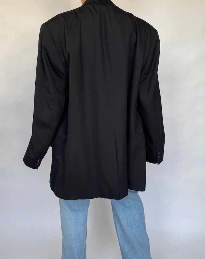 VINTAGE BLACK OVERSIZED WOOL BLAZER 414