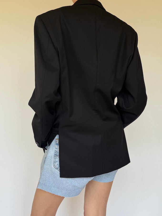 Vintage single-breasted wool blazer black 6327