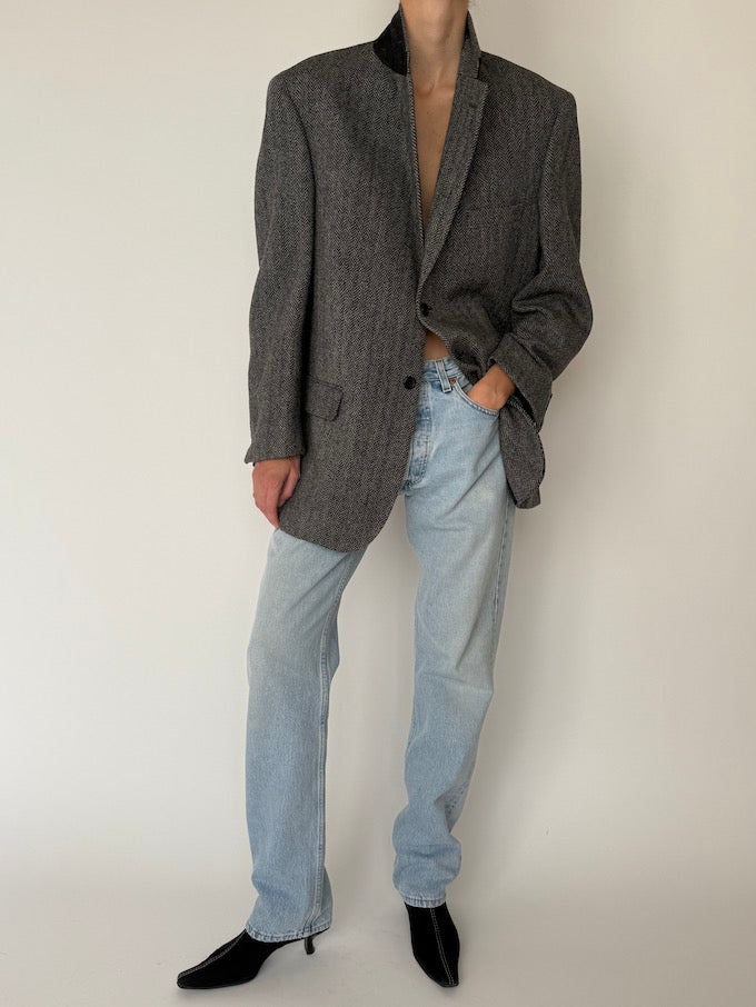 Vintage Herringbone Pure Wool Blazer