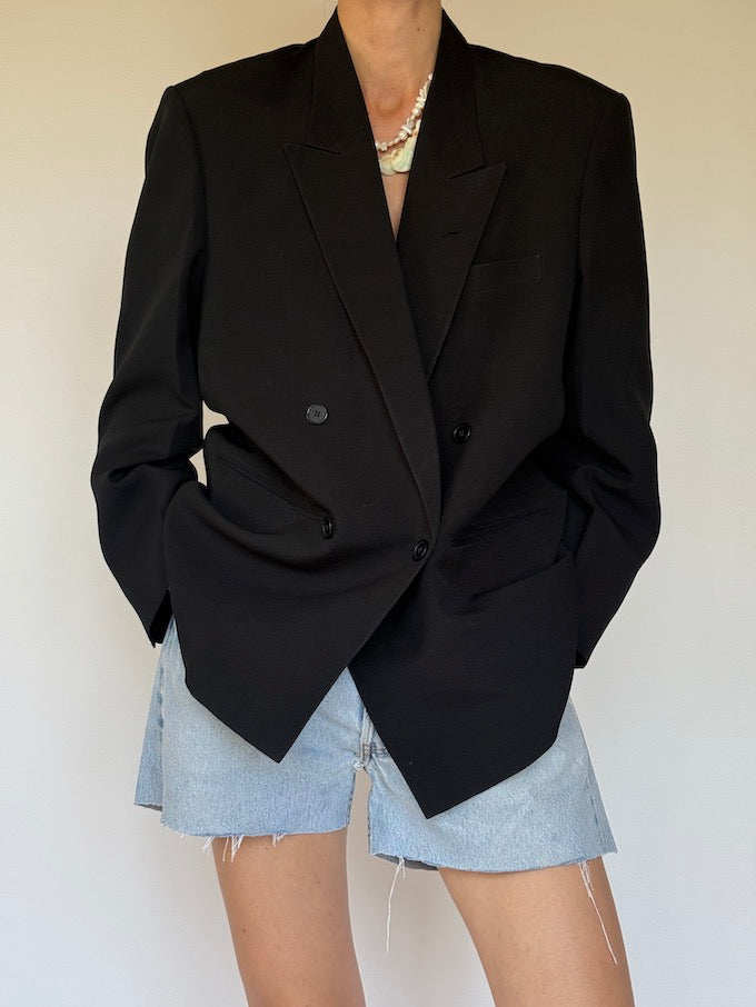Vintage double-breasted blazer black 6328