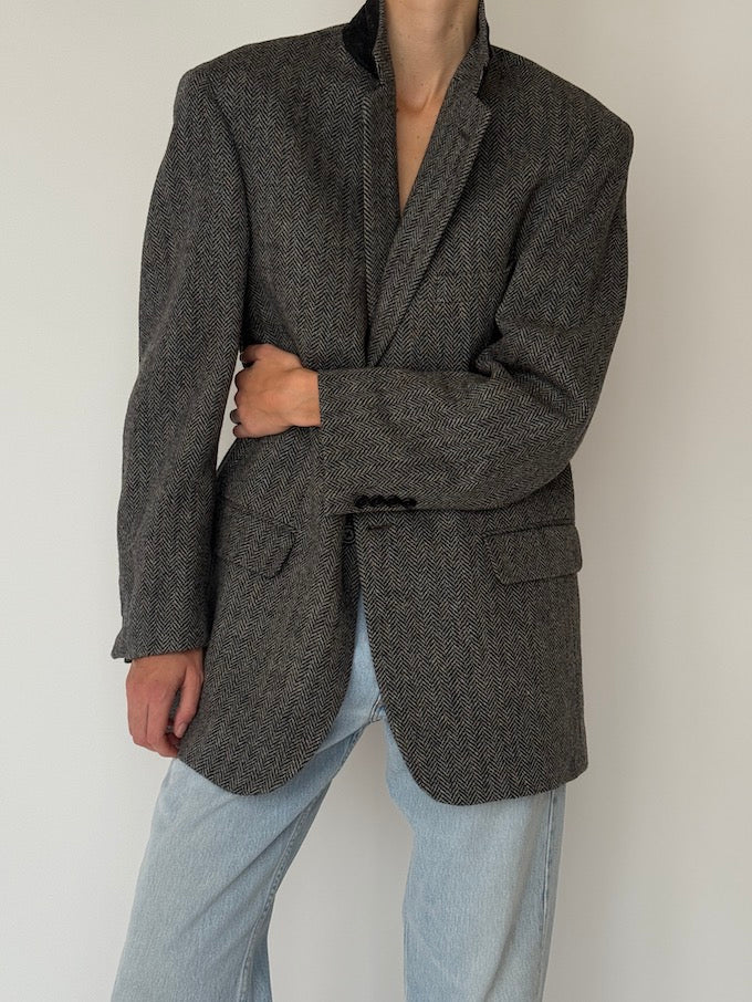 Vintage Herringbone Pure Wool Blazer