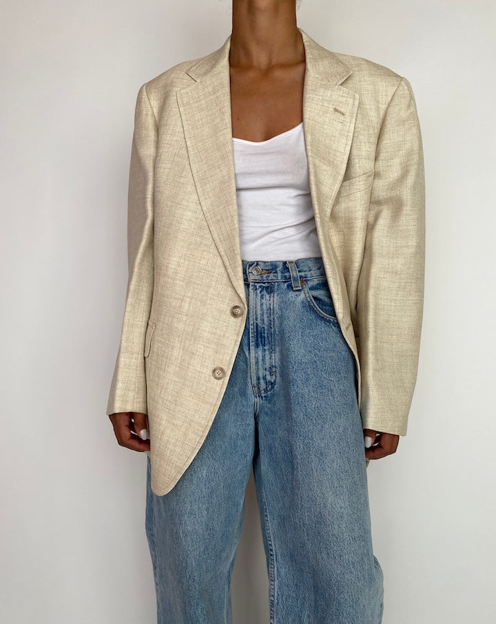 VINTAGE OVERSIZED LIGHT BEIGE BLAZER 2984
